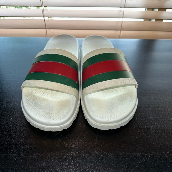 Mens Gucci white web slide sandals size 11 - Picture 3 of 6